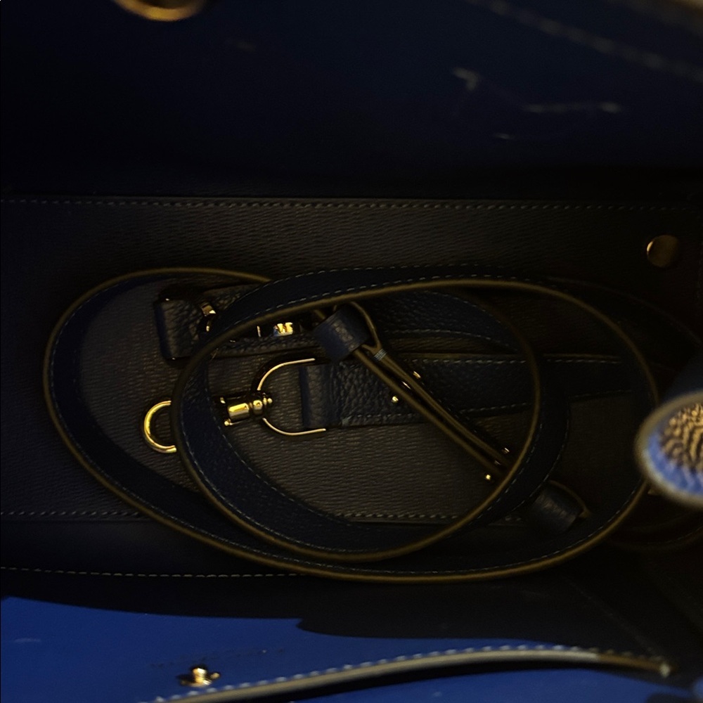 Kate Spade Blue and Cream Striped woven Satchel - Picture 6 of 6